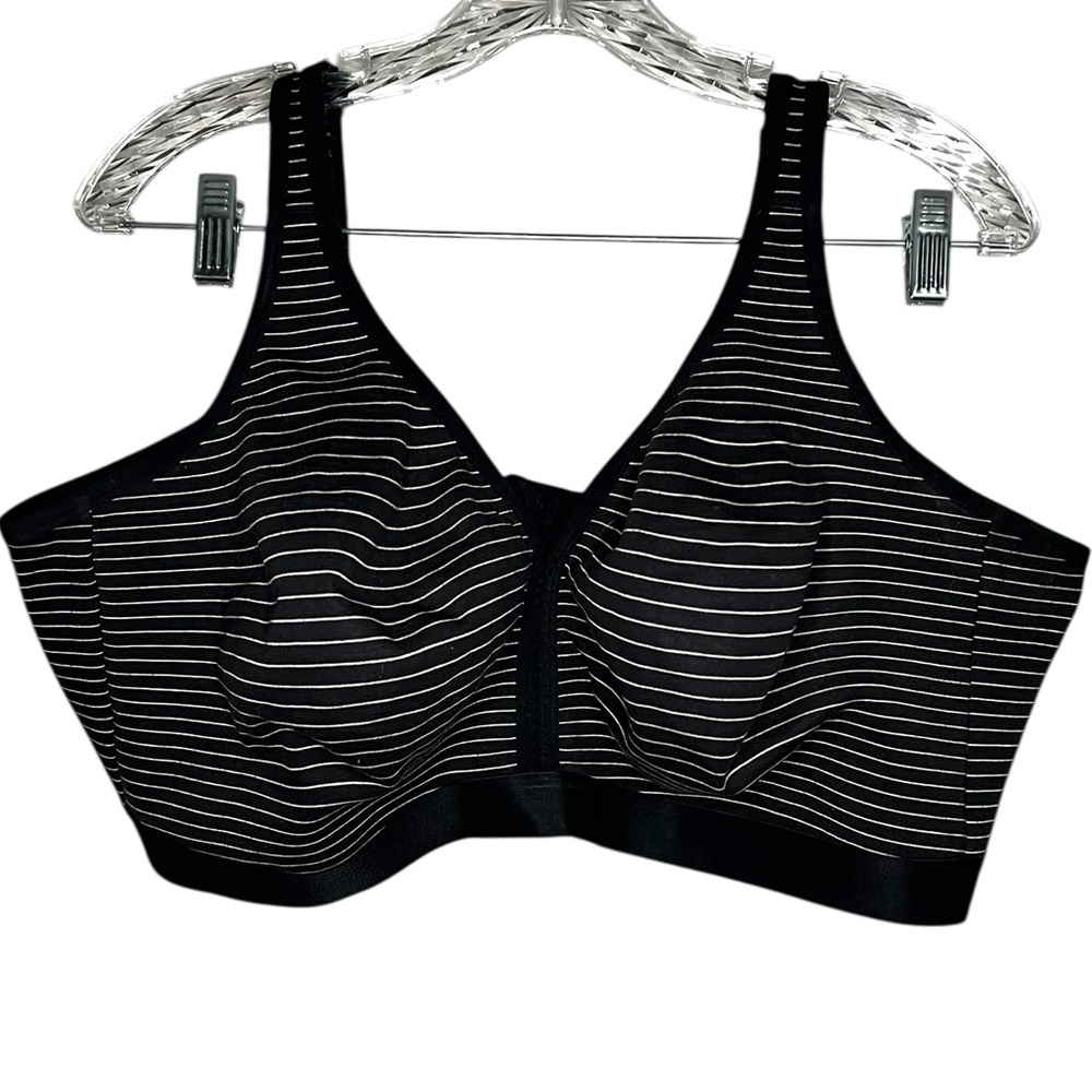 Cacique Cotton No Wire Black White Striped Bra